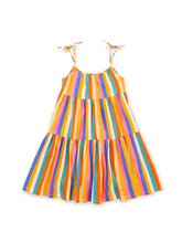 Load image into Gallery viewer, Tie Shoulder Tiered Dress Lamu Sunset Stripe