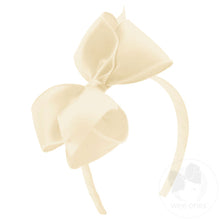 Load image into Gallery viewer, Small King Jewel Satin Hair Bow on Matching Tapered Headband