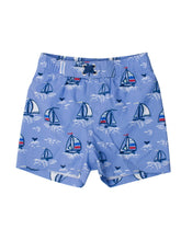 Load image into Gallery viewer, Boys Blue Seas the Day Swim Trunks