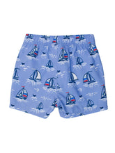 Load image into Gallery viewer, Boys Blue Seas the Day Swim Trunks