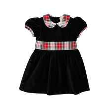 Load image into Gallery viewer, Cindy Lou Sash Dress Velveteen Newport Night/Keene Place Plaid