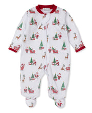 Load image into Gallery viewer, Santa&#39;s Sleigh Print Footie with Zipper