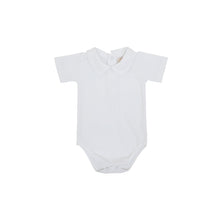 Load image into Gallery viewer, Short Sleeve Peter Pan Collar Shirt & Onesie Pima Worth Avenue White