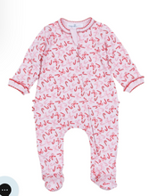 Load image into Gallery viewer, Candy Cane Lane Printed Ruffle Zipper Footie