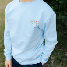 Load image into Gallery viewer, Long Sleeve Logo Tee- Christmas labs On Light Blue