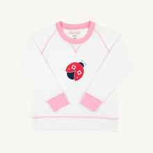 Load image into Gallery viewer, Cassidy Comfy Crewneck Worth Avenue White & Ladybug Applique