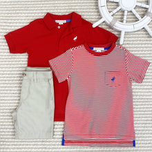 Load image into Gallery viewer, Prim & Proper Polo Short Sleeve Richmond Red & Worth Avenue White