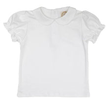 Load image into Gallery viewer, Maude's Peter Pan Short Sleeve Collar Shirt Pima Ruffle Worth Avenue White & Worth Avenue White