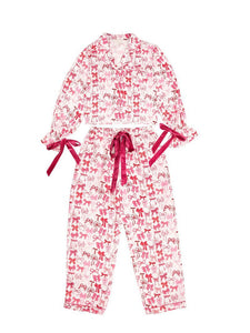 Long Sleeve PJ Set with Bow Print