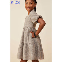 Load image into Gallery viewer, Girls Square Neck Textured Knit Sleeve Dress