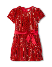 Load image into Gallery viewer, Chex Red Red Sequin Velet Dress