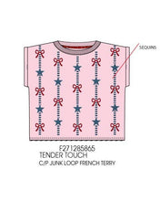 Load image into Gallery viewer, Sequin Stars and Bows Americana Top Tween Girls