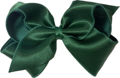 King Jewel Satin Grosgrain Overlay Girls Hair Bow