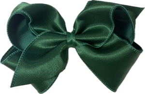 King Jewel Satin Grosgrain Overlay Girls Hair Bow