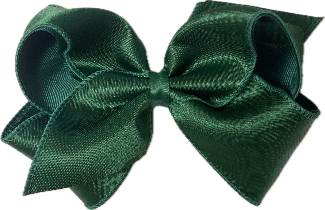 King Jewel Satin Grosgrain Overlay Girls Hair Bow