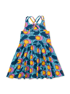 Passion Fruit Wax Print Strappy Back Skirted Dress