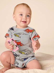 Cuban Cars Pocket Shortie Baby Romper