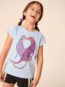 Vista Blue Kissing Cheetachs Graphic Tee