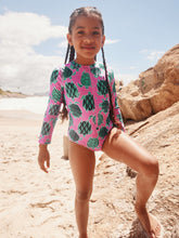 Load image into Gallery viewer, Tiled Turtles Long Sleeve One-Piece Swimsuit