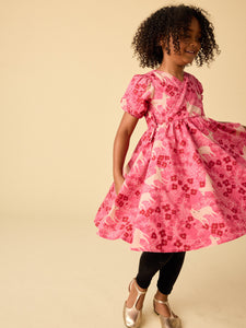 Wandering Deer Floral Tie Wrap Neck Dress