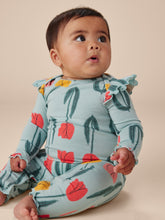Load image into Gallery viewer, Painted Tulip Ruffle Shoulder Baby Romper