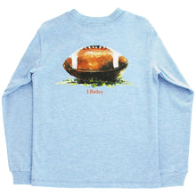 Load image into Gallery viewer, Long Sleeve Logo Tee Football on Heather Blue
