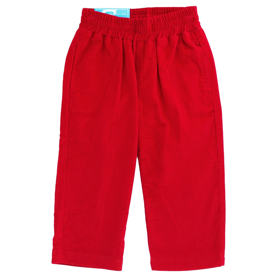 Red Corduroy Charlie Pull on Pants