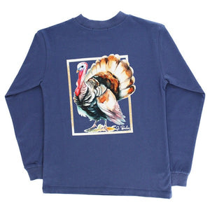 Turkey on Denim Boys Long Sleeve Logo Tee