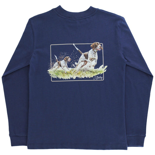 Pointers on Navy Long Sleeve Logo Tee