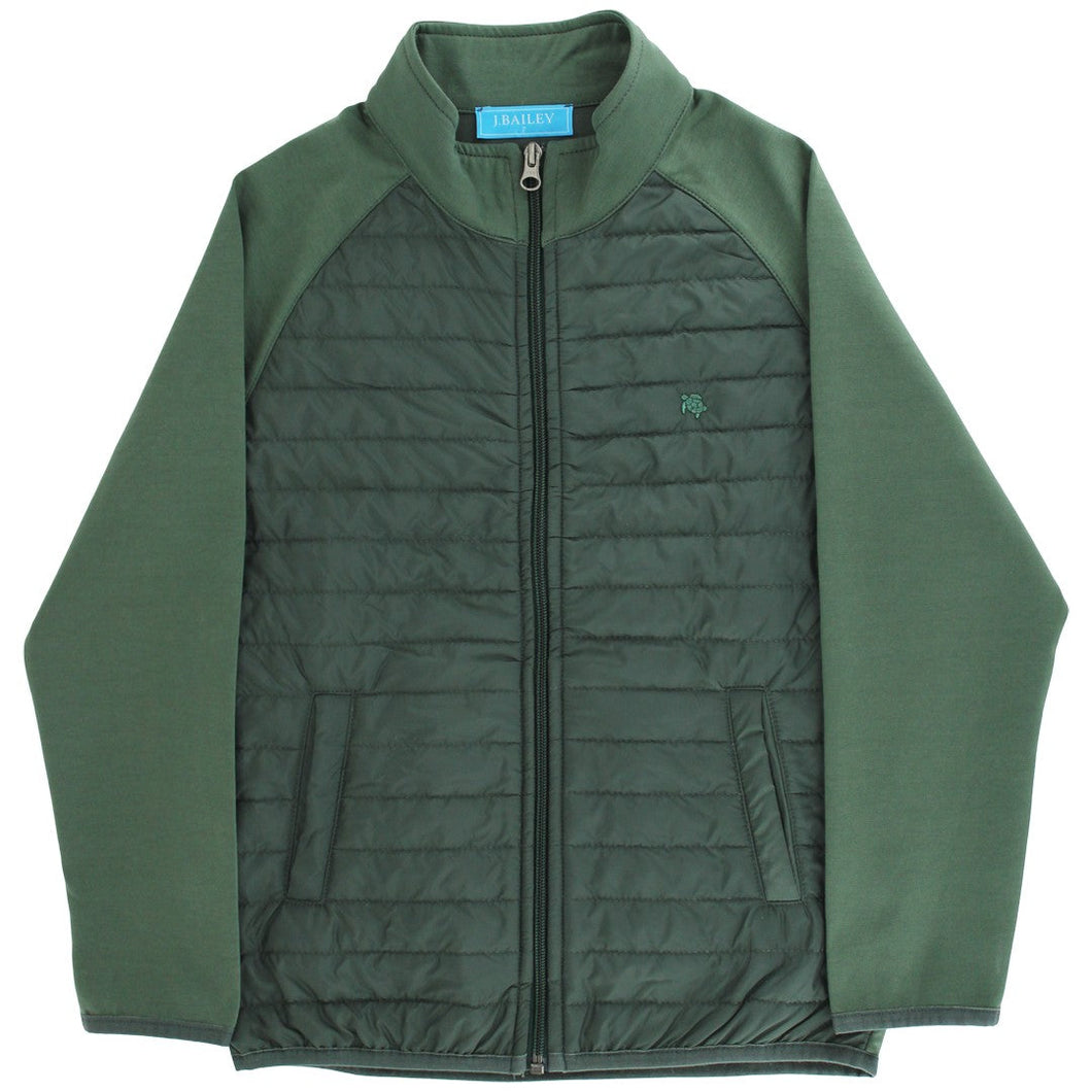 Green Quilted Bomber Jacket