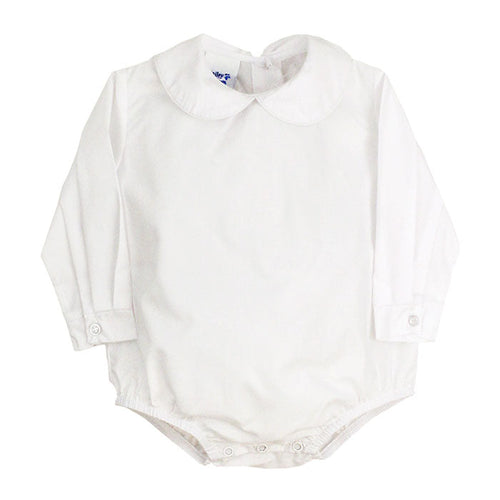 White Boys Long Sleeve Button Back Onesie