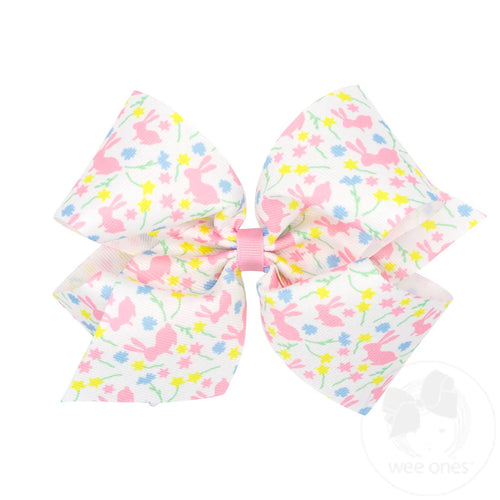 Grosgrain Easter-themed Print Girls Hair Bow