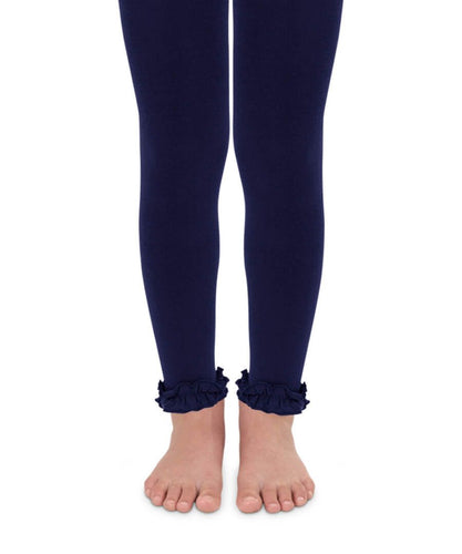 Pima Cotton Ruffle Footless Tights 1 Pair Navy