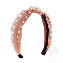 Load image into Gallery viewer, Velvet Wrapped Headband with Knot and Faux Pearls