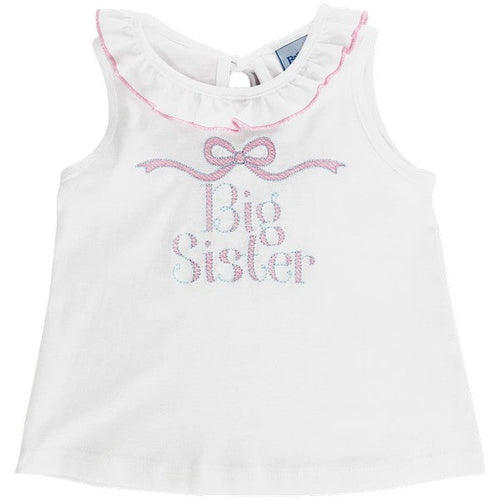 Big Sister Short Sleeve White Knit Tank Top