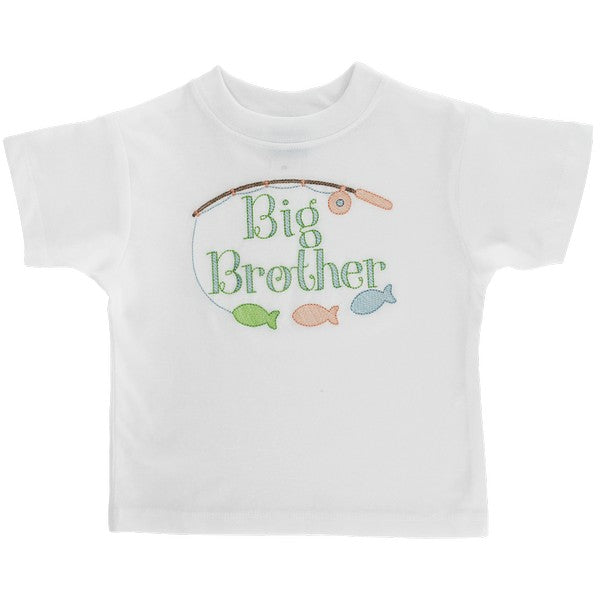 White Knit Short Sleeve Fishing Big Brother T-Shirt