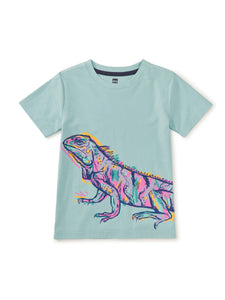 Canal Blue Graffiti Iguana Double Sided Graphic Tee