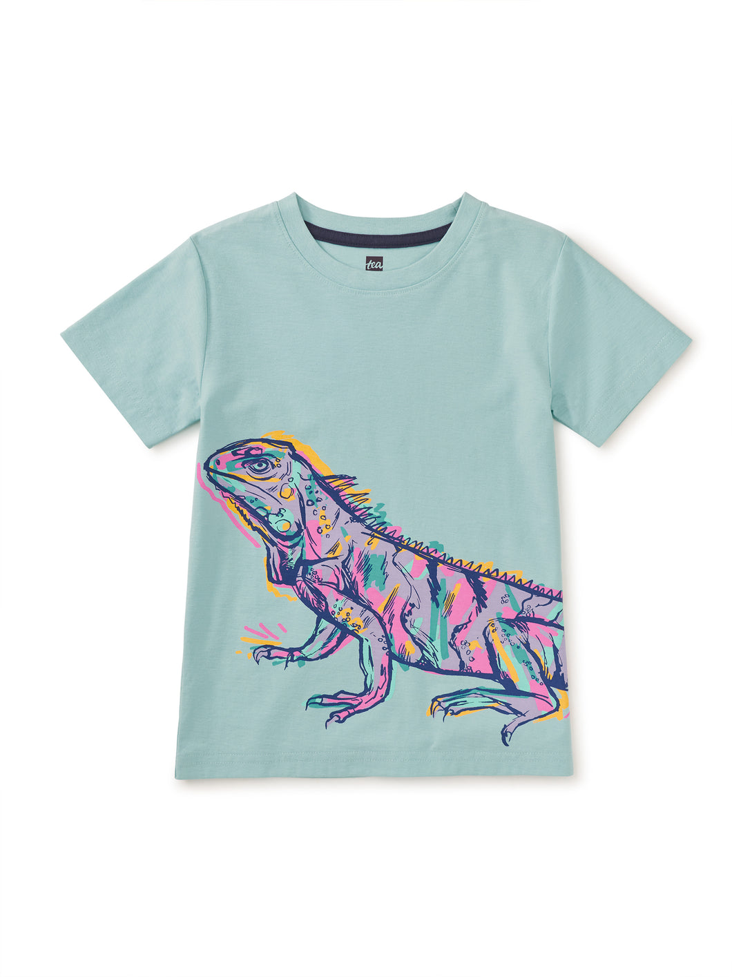 Canal Blue Graffiti Iguana Double Sided Graphic Tee