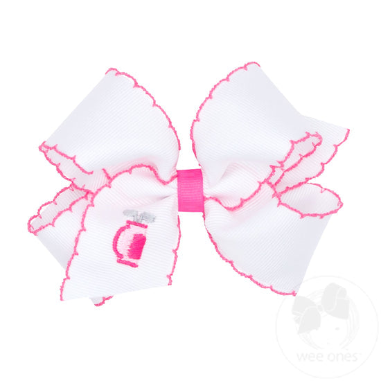 Assorted Medium Grosgrain Moonstitch Bows with Embroidery