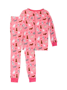 Girls Bamboo Viscose Puppy Playtime Ruffle Pajama Set