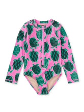 Load image into Gallery viewer, Tiled Turtles Long Sleeve One-Piece Swimsuit