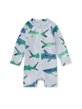 Load image into Gallery viewer, Painted Sharks Rash Guard Baby Swimsuit