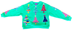 Kids Green Colorblock Trees Sweatshirt