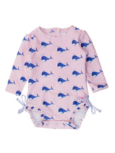 Load image into Gallery viewer, Baby Girls Pink Whale Friends Long Sleeve One Piece Rash Guard