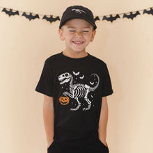 Load image into Gallery viewer, Dinosaur Skeleton Halloween Short Sleeve T-Shirt - Boys