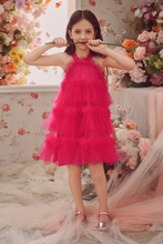 Load image into Gallery viewer, Halter Neck Pearl Tiered Tulle Birthday Party Dress