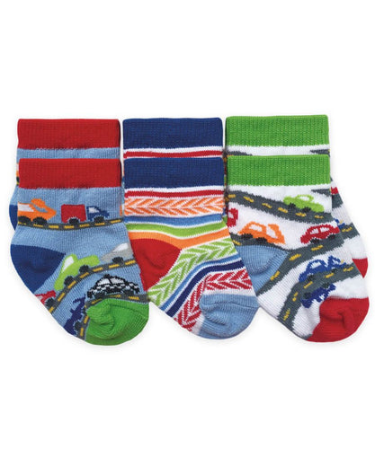 Colorful Car Vehicles Crew Ankle Socks 3 Pair Pack