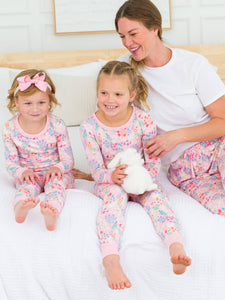 Girls Bunny and Friends Bamboo Viscose Ruffle Long Sleeve Pajama Set