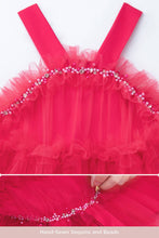 Load image into Gallery viewer, Halter Neck Pearl Tiered Tulle Birthday Party Dress
