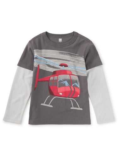 Heliskiing Layered Tee in Thunder Grey